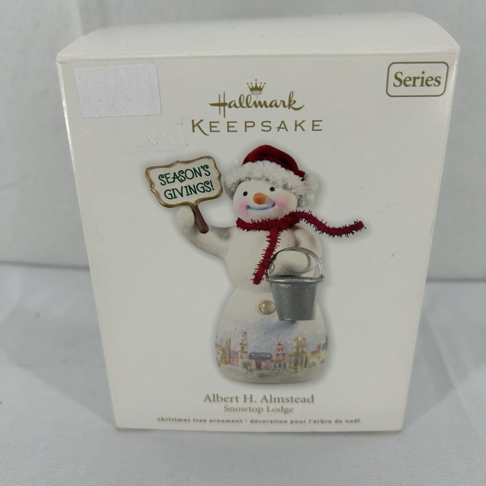 Hallmark Ornament SNOWTOP LODGE 2012 Albert H. Almstead Snowman #8  In Box